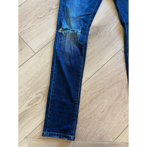 BLANKNYC Distressed Blue Skinny Jeans Women Size 25 Ripped Knee Frayed Hem - Picture 3 of 8